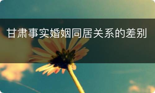 甘肃事实婚姻同居关系的差别