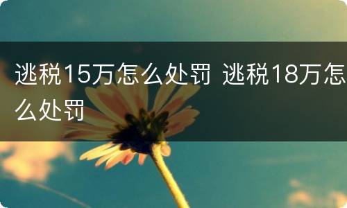 逃税15万怎么处罚 逃税18万怎么处罚