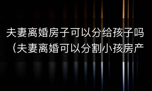 夫妻离婚房子可以分给孩子吗（夫妻离婚可以分割小孩房产吗）