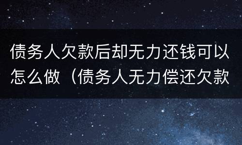 债务人欠款后却无力还钱可以怎么做（债务人无力偿还欠款怎么办）