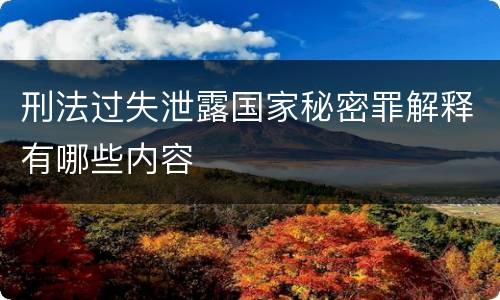 刑法过失泄露国家秘密罪解释有哪些内容