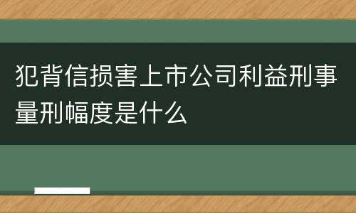 犯背信损害上市公司利益刑事量刑幅度是什么