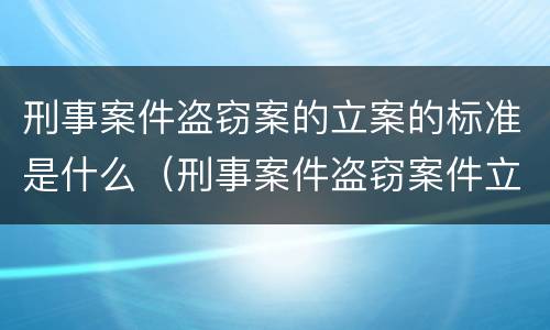 刑事案件盗窃案的立案的标准是什么（刑事案件盗窃案件立案标准）