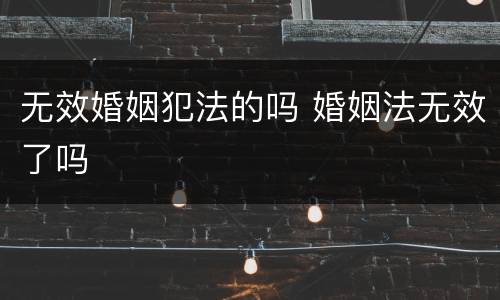 无效婚姻犯法的吗 婚姻法无效了吗