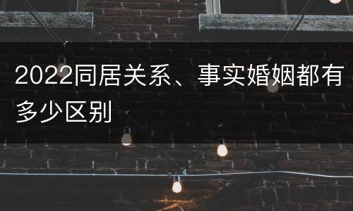 2022同居关系、事实婚姻都有多少区别