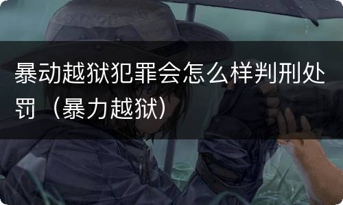 暴动越狱犯罪会怎么样判刑处罚（暴力越狱）