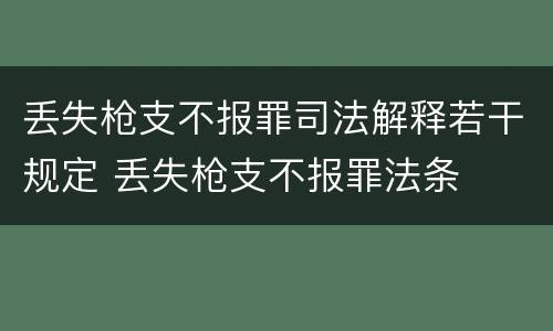 丢失枪支不报罪司法解释若干规定 丢失枪支不报罪法条