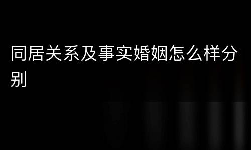 同居关系及事实婚姻怎么样分别