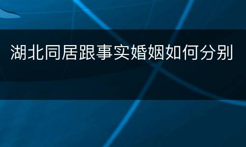 湖北同居跟事实婚姻如何分别