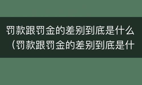 罚款跟罚金的差别到底是什么（罚款跟罚金的差别到底是什么意思）