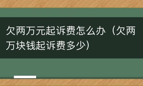 欠两万元起诉费怎么办（欠两万块钱起诉费多少）