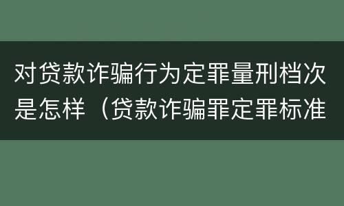 对贷款诈骗行为定罪量刑档次是怎样（贷款诈骗罪定罪标准）