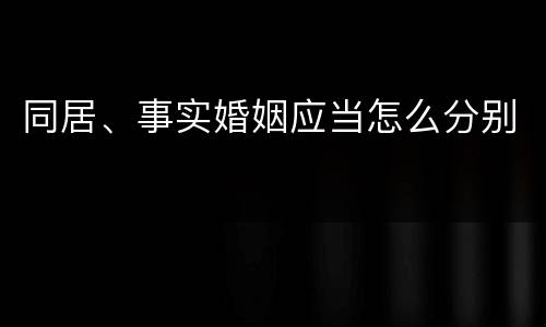 同居、事实婚姻应当怎么分别