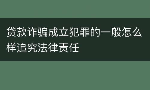 贷款诈骗成立犯罪的一般怎么样追究法律责任