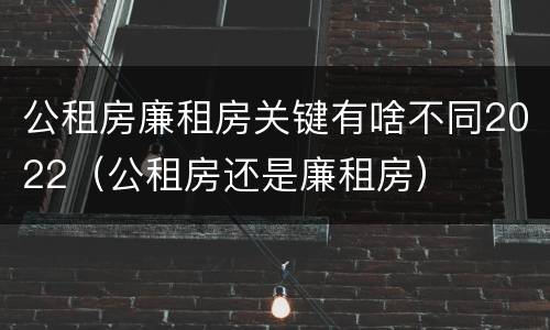 公租房廉租房关键有啥不同2022（公租房还是廉租房）