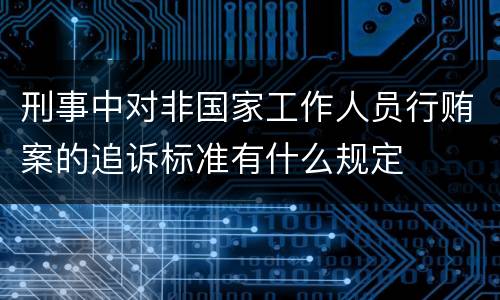 刑事中对非国家工作人员行贿案的追诉标准有什么规定