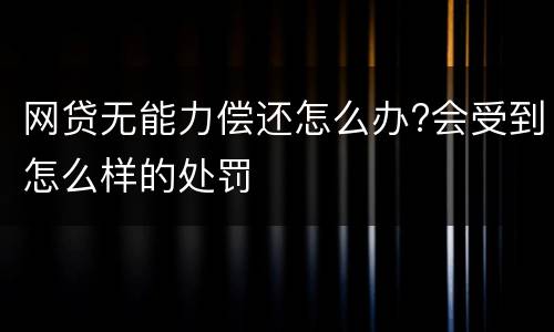 网贷无能力偿还怎么办?会受到怎么样的处罚
