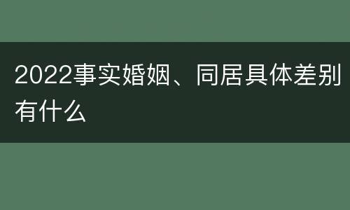 2022事实婚姻、同居具体差别有什么