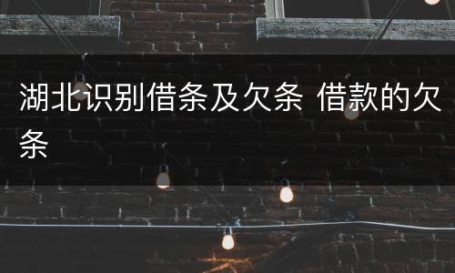 湖北识别借条及欠条 借款的欠条