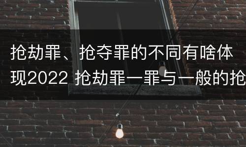 抢劫罪、抢夺罪的不同有啥体现2022 抢劫罪一罪与一般的抢劫罪区别