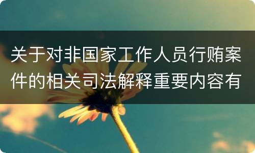 关于对非国家工作人员行贿案件的相关司法解释重要内容有哪些