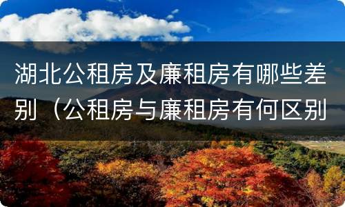 湖北公租房及廉租房有哪些差别（公租房与廉租房有何区别）