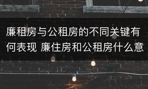 廉租房与公租房的不同关键有何表现 廉住房和公租房什么意识