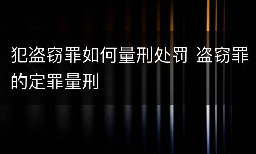 犯盗窃罪如何量刑处罚 盗窃罪的定罪量刑