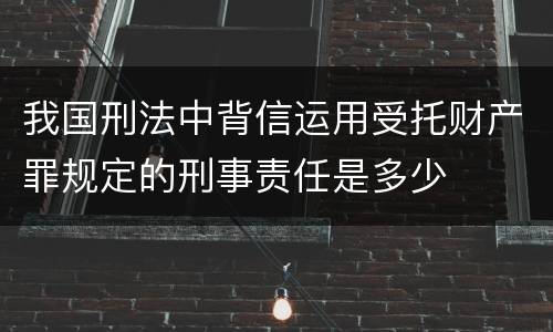 我国刑法中背信运用受托财产罪规定的刑事责任是多少