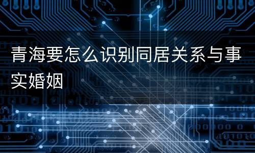 青海要怎么识别同居关系与事实婚姻