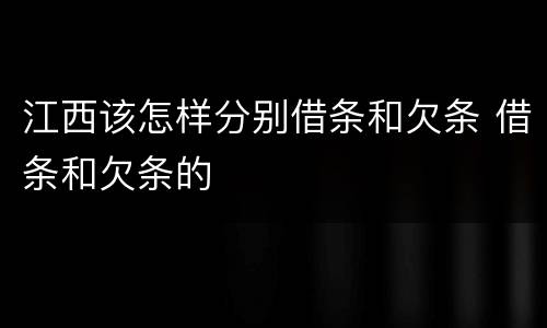 江西该怎样分别借条和欠条 借条和欠条的