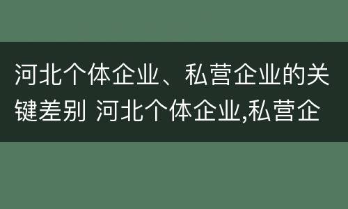 河北个体企业、私营企业的关键差别 河北个体企业,私营企业的关键差别有哪些