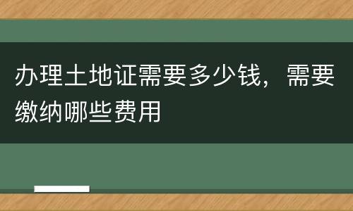 办理土地证需要多少钱，需要缴纳哪些费用