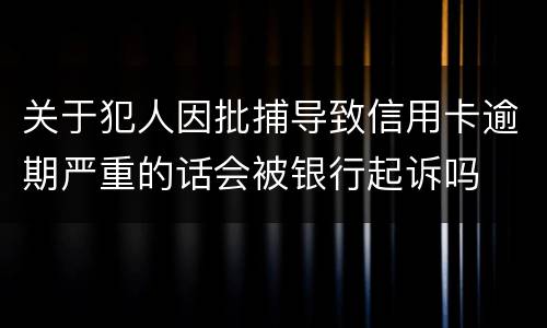 关于犯人因批捕导致信用卡逾期严重的话会被银行起诉吗