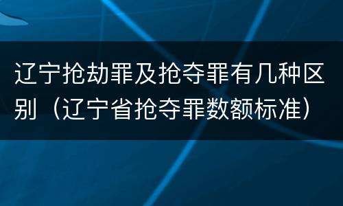 辽宁抢劫罪及抢夺罪有几种区别（辽宁省抢夺罪数额标准）