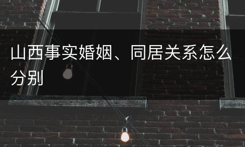 山西事实婚姻、同居关系怎么分别