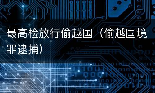 最高检放行偷越国（偷越国境罪逮捕）