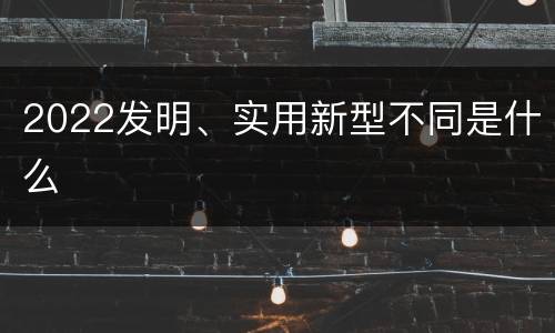 2022发明、实用新型不同是什么