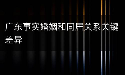广东事实婚姻和同居关系关键差异
