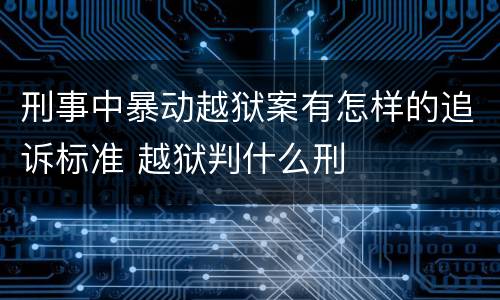 刑事中暴动越狱案有怎样的追诉标准 越狱判什么刑