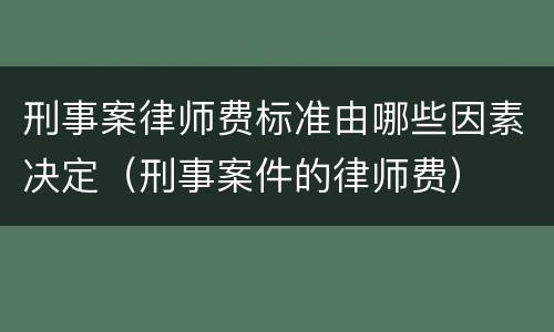 刑事案律师费标准由哪些因素决定（刑事案件的律师费）