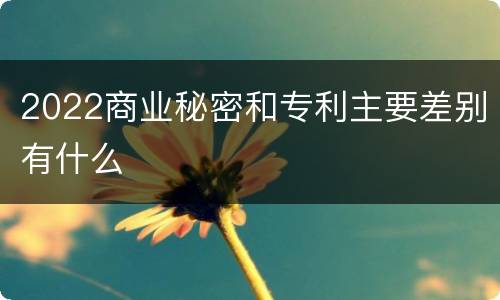 2022商业秘密和专利主要差别有什么