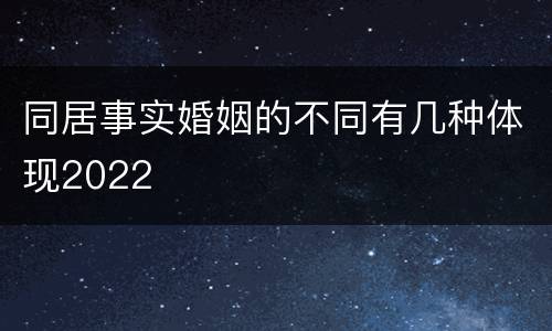 同居事实婚姻的不同有几种体现2022