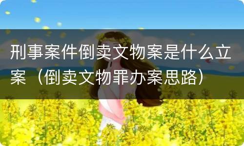 刑事案件倒卖文物案是什么立案（倒卖文物罪办案思路）