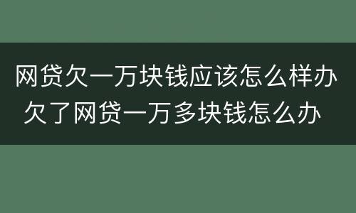 网贷欠一万块钱应该怎么样办 欠了网贷一万多块钱怎么办