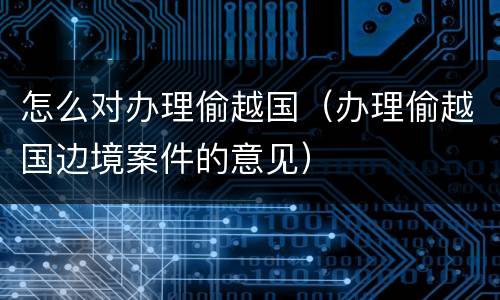 怎么对办理偷越国（办理偷越国边境案件的意见）