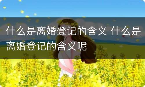 什么是离婚登记的含义 什么是离婚登记的含义呢