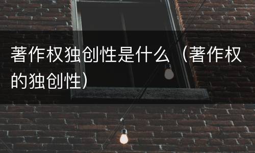 著作权独创性是什么（著作权的独创性）