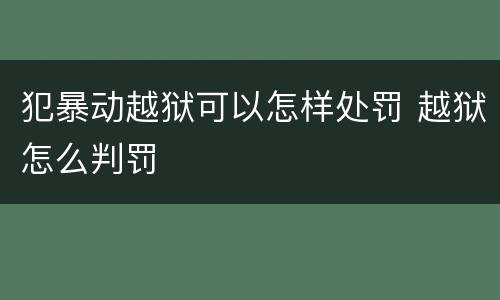 犯暴动越狱可以怎样处罚 越狱怎么判罚