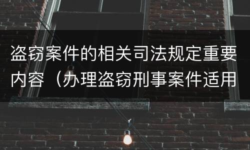 盗窃案件的相关司法规定重要内容（办理盗窃刑事案件适用法律若干问题的）